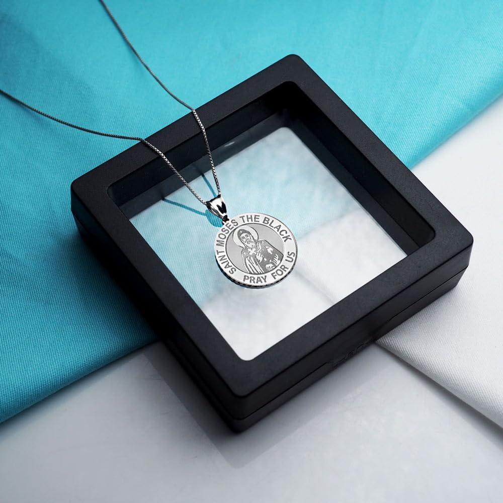 PicturesOnGold.com Saint Moses the Black Religious Medal - 3/4 Inch Size of a Nickel in Sterling Silver - Image 6