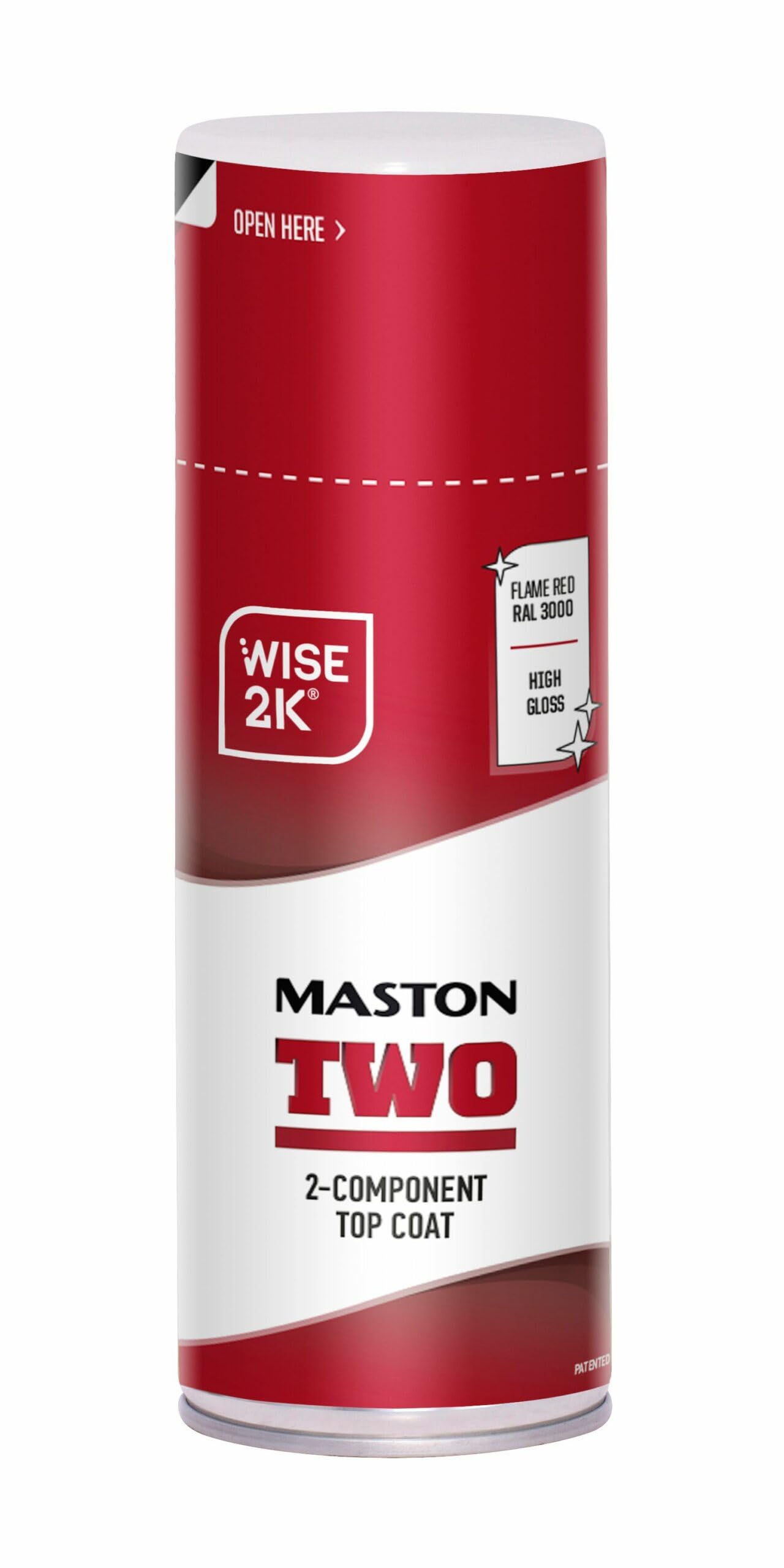 Maston Spray Paint 2K Two High Gloss Flame Red Ral3000 400Ml 6412490038564
