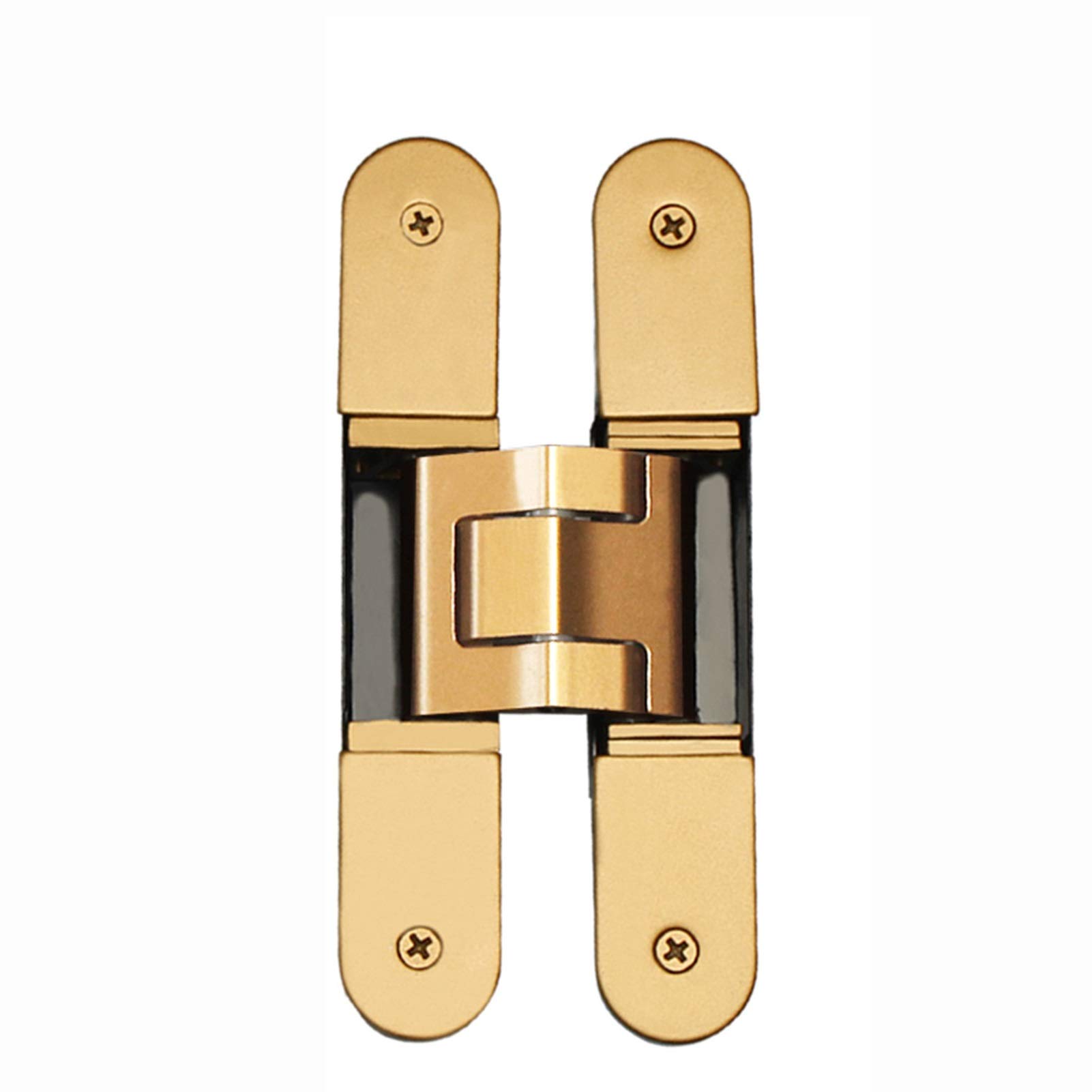2pcs180 ° Three-Dimensional Adjustable Concealed Door Concealed Heavy Folding Door Door Hinge Cross Hinge, Single Load 80KG(Gold)