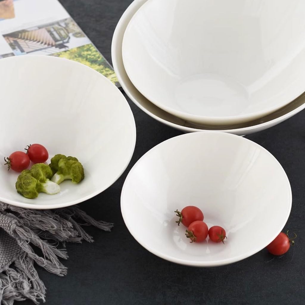 Miski do kuchni czysta biała ceramiczna ukośna miska kreatywna miska na sałatkę owocową miska na makaron domowa zastawa stołowa salaterka, jeden kolor S