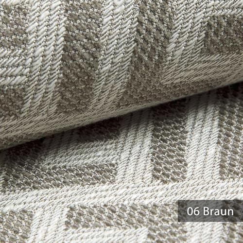 novely® exquisit MISINTO - Hochwertiger Design-Polsterstoff mit 3D Leinenstruktur - Schwer Entzündbarer Möbelstoff - Pflegeleichte Meterware 1lfm | Farbe: 06 Braun