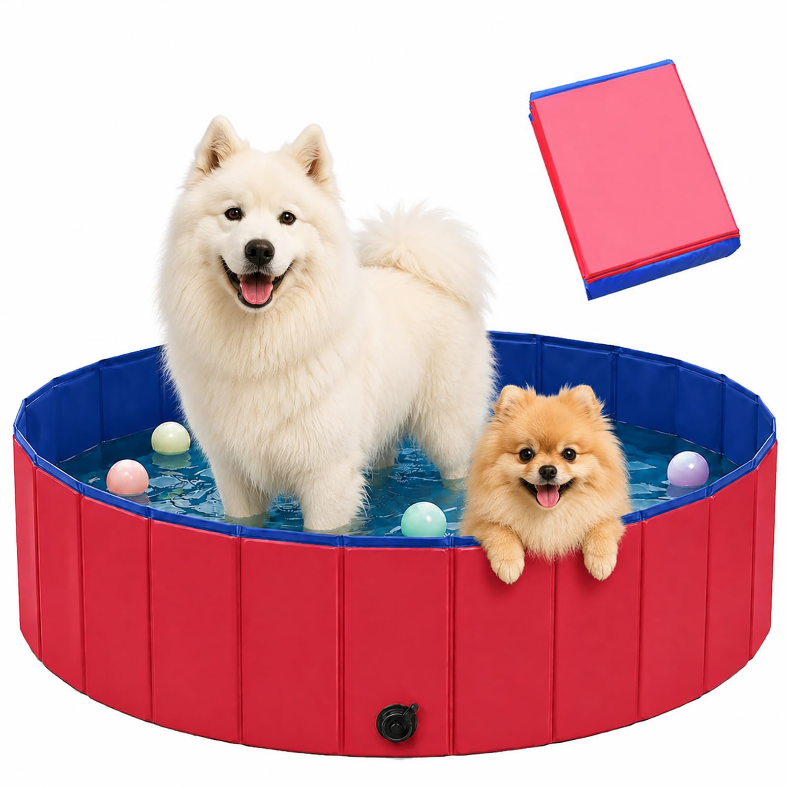 Dog Pool, 100 x 30 cm Dog Pool, Foldable, Paddling Pool, Dog Wear-Resistant