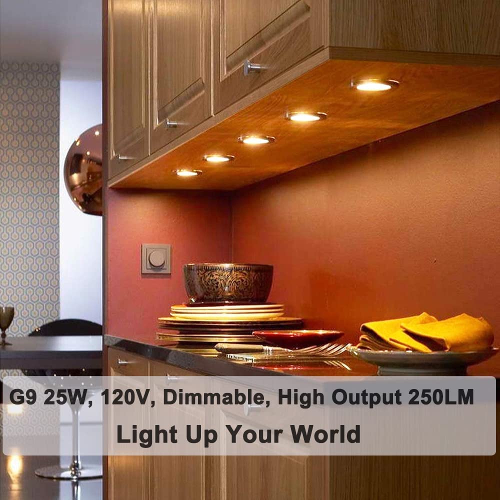BROTOU Zestaw 4 żarówek halogenowych G9, G9, 25 W, 230 V, 2800 K, ściemniane, halogenowe żarówki do piekarnika, mikrofalówki, kuchenki sufitowej (4-25 W)
