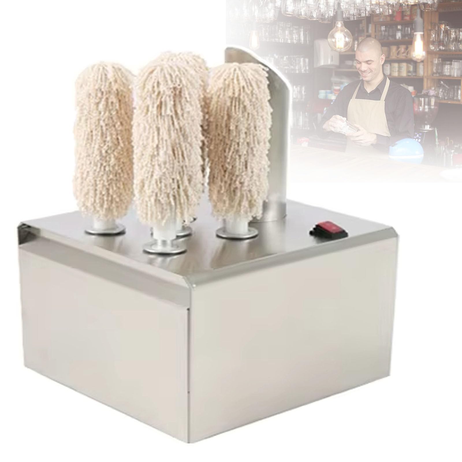 Machine électrique à Polir Les Verres à Vin, Machine à Nettoyer Les Verres, Polisseuse De Verres à Vin Professionnelle, 330/660 Verres/Heure, Séchage Automatique 5heads