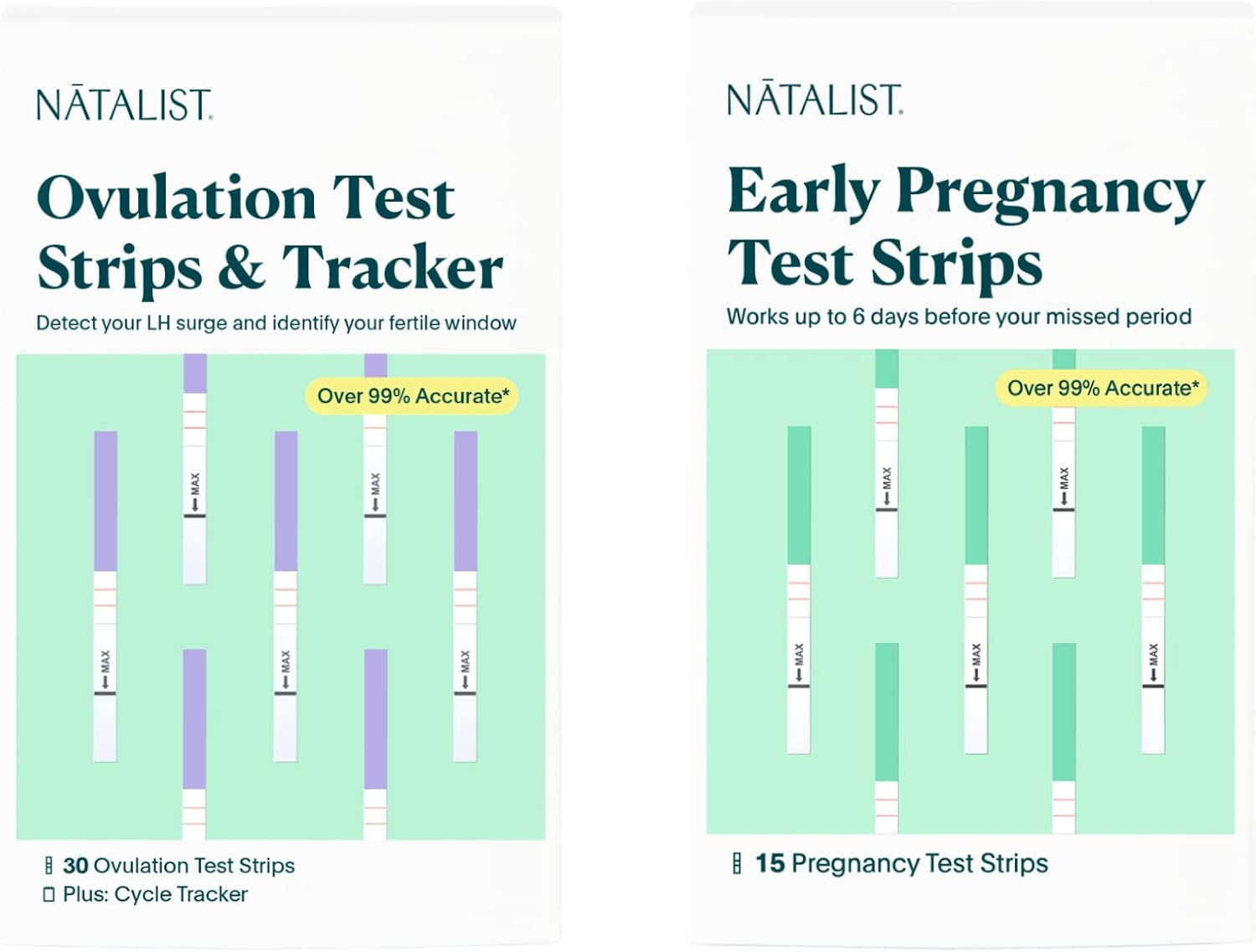 Natalist Ovulation Test Kit 30ct and Natalist Pregnancy Test Strips 15ct Early Detection for Women Clear & Accurate Results Bundle : Health & Household