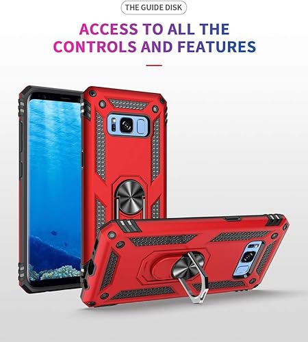 Miniatura 3 de Dishibei Funda de grado militar para Samsung Galaxy S8 Plus de 6.2 pulgadas, 360 pulgadas, anillo giratorio de metal con soporte de soporte,