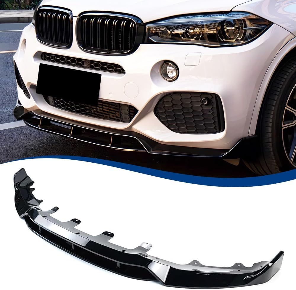F15 Front Lip Compatible with (2014-2018) BMW X5 F15 M-Sport Model ABS Gloss Black Air Splitter Bumper Spoiler Gloss Black 2014-2018 F15