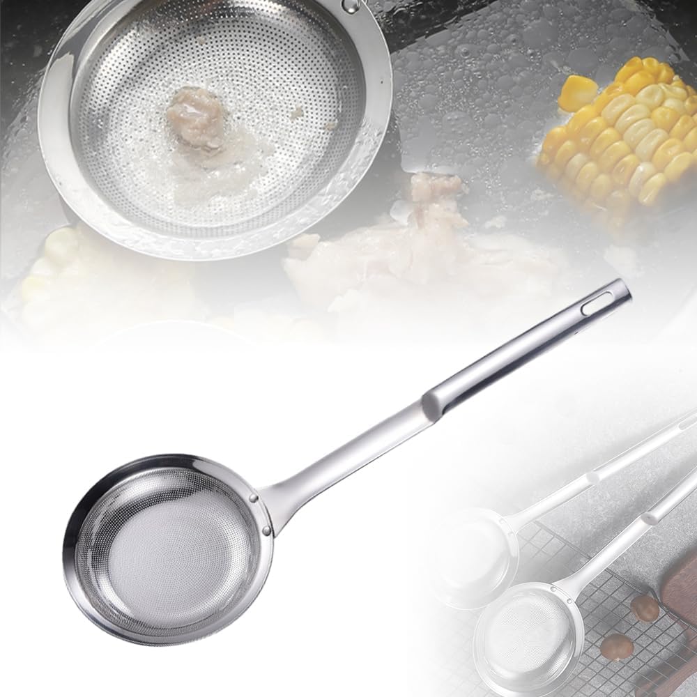 Stainless Steel Colander, 2026 Upgrade Extra Fine Mesh Strainer with Handle, Oil Filter Food Strainer, Kitchen Gadget (Small+Large) (S 28CM)