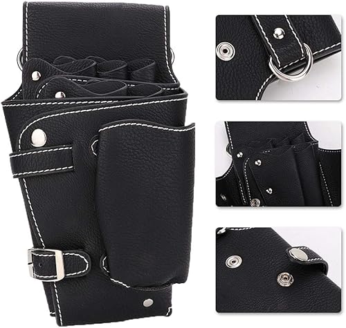 Miniatura 5 de ZJchao Riñonera para estilista, tijeras de peluquería, bolsa de cintura de piel sintética, herramientas de peluquería, estuche para tijeras con