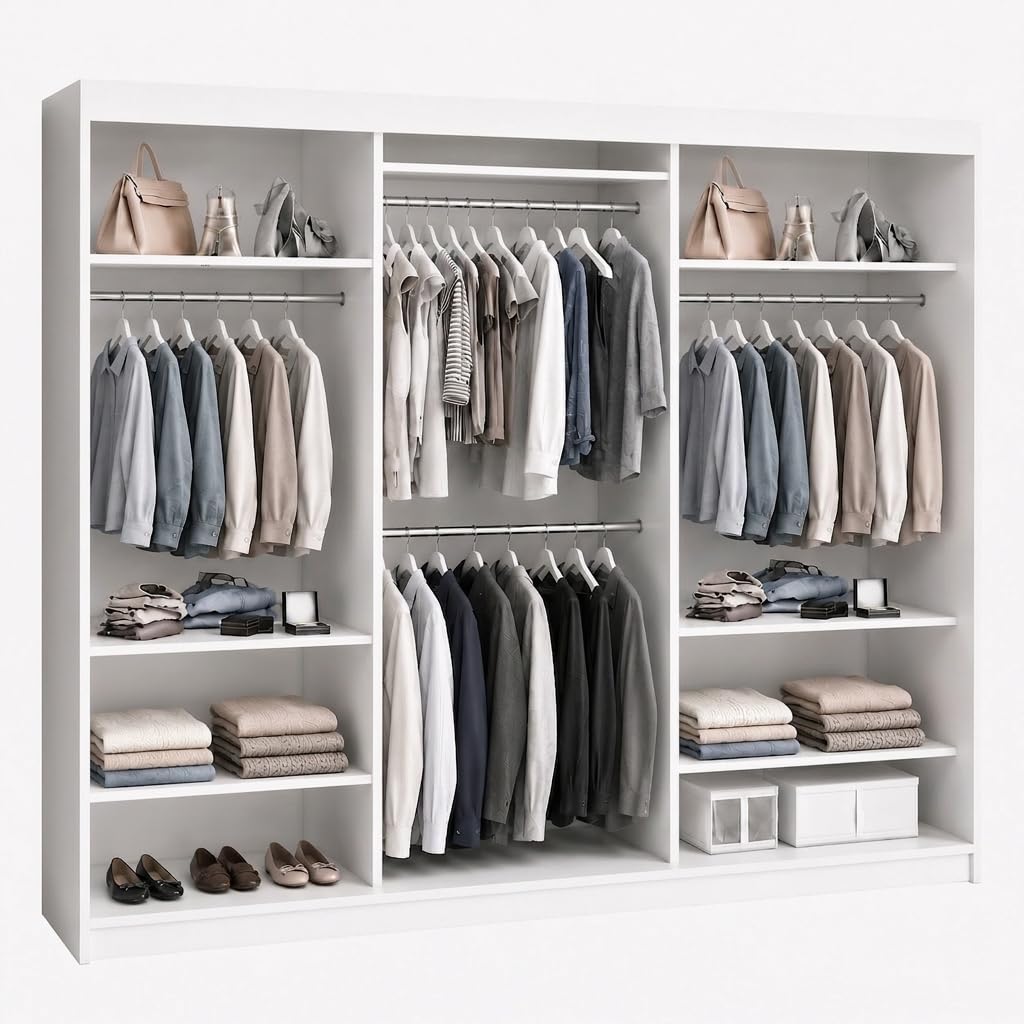 A&J MöbelLand Schwebetürenschrank Driver Kleiderschrank 3-türig 200 cm mit Spiegel, moderner Schlafzimmerschrank mit Schiebetüren (Weiß)