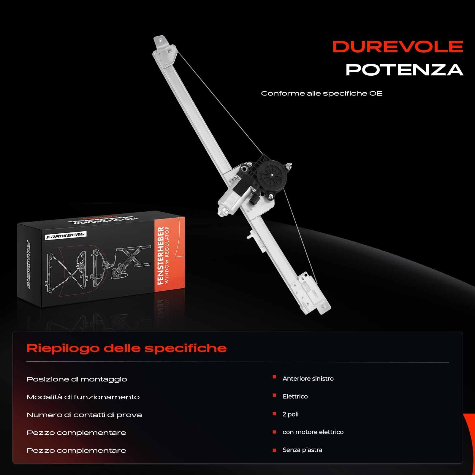 Frankberg 1x Alzacristallo Con motore Anteriore Sinistro per Primastar X83 Vivaro J7 F7 E7 Trafic II JL FL EL 2001-2014 91165705