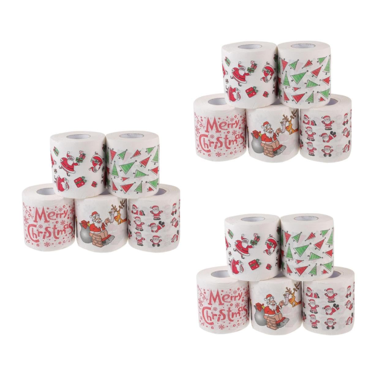 15 Rollen Weihnachts Servietten mit Festlichen Motiven Saugfähig Reißfest Staubfrei Einweg Papierservietten für Weihnachtsessen Party Deko Praktische Tischdekoration