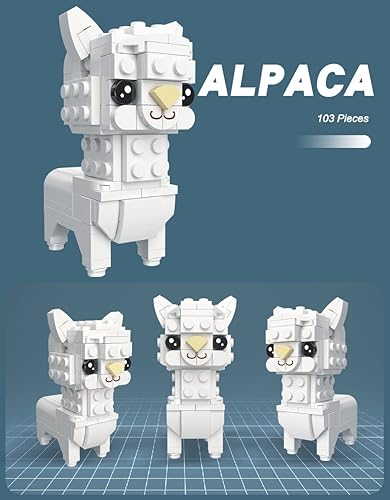 Juegos de bloques de construcción de animales, 6 animales para construir, 638 piezas, alpaca, canguro, koala, loro, ornitorrinco, mapache