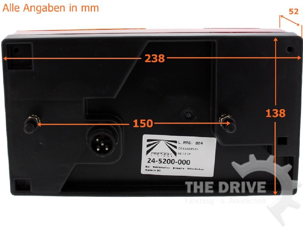The Drive | Anhänger Rückleuchten Satz | Aspöck Multipoint 1 I | 4m Anschlusskabel 7-polig | Rechts & Links | Bajonett-Anschluss | Rücklichter für PKW-Anhänger, Trailer & Wohnwagen