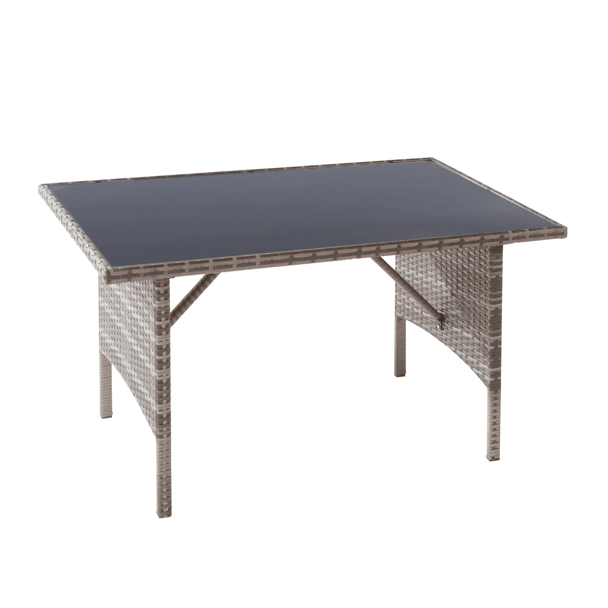Salon de Jardin Exterieur 7 Personnes en Poly Rotin avec Table Coussin en Verre Trempé, Canapé d'angle Modulable, Housse Démontable, Ensemble Mobilier de Terrasse