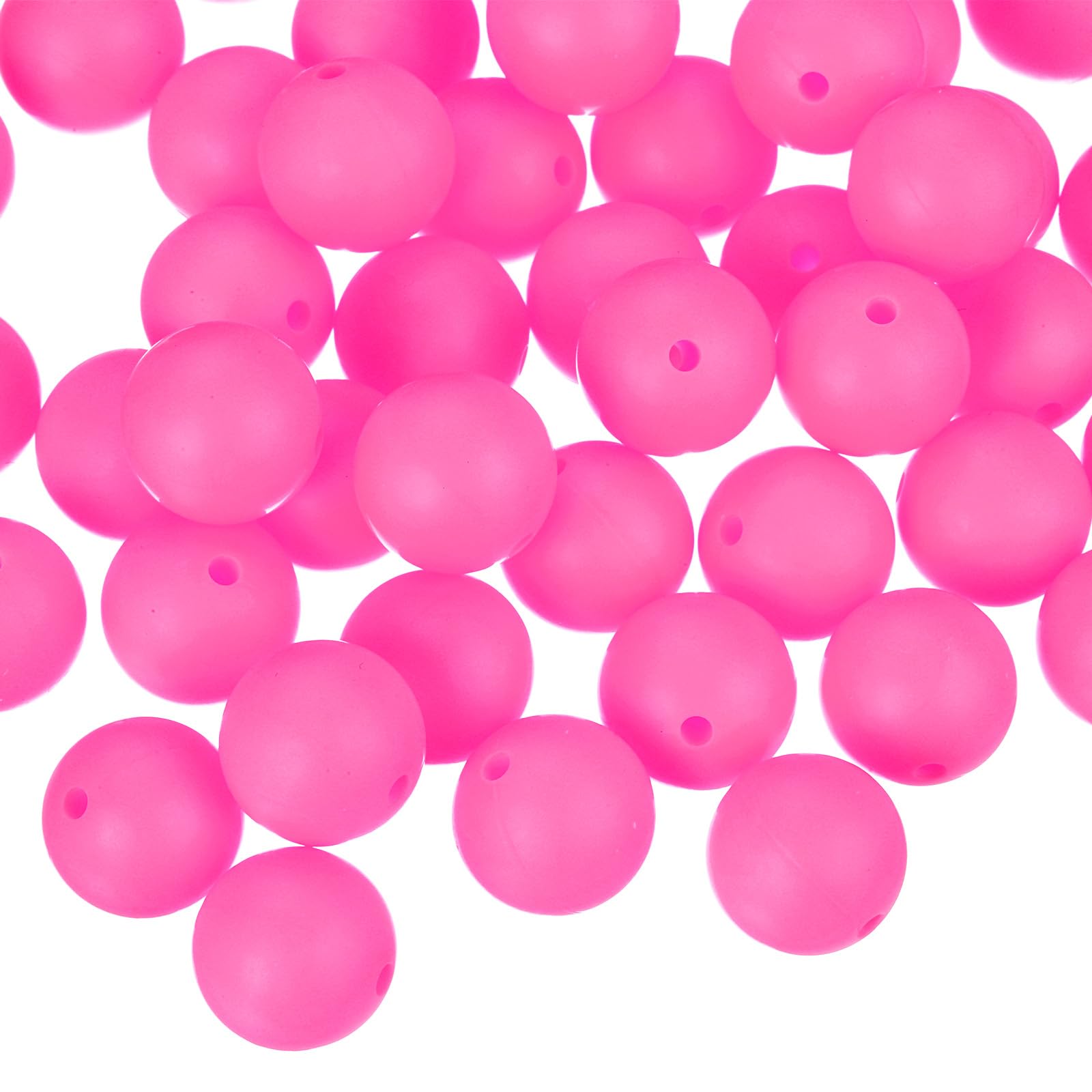 uxcell 50Pcs 12mm Silicone Beads, Round Loose Rubber Bead Bulk Focal Beads for DIY Keychain Pens Bracelets Jewelry Making (Rose Red)