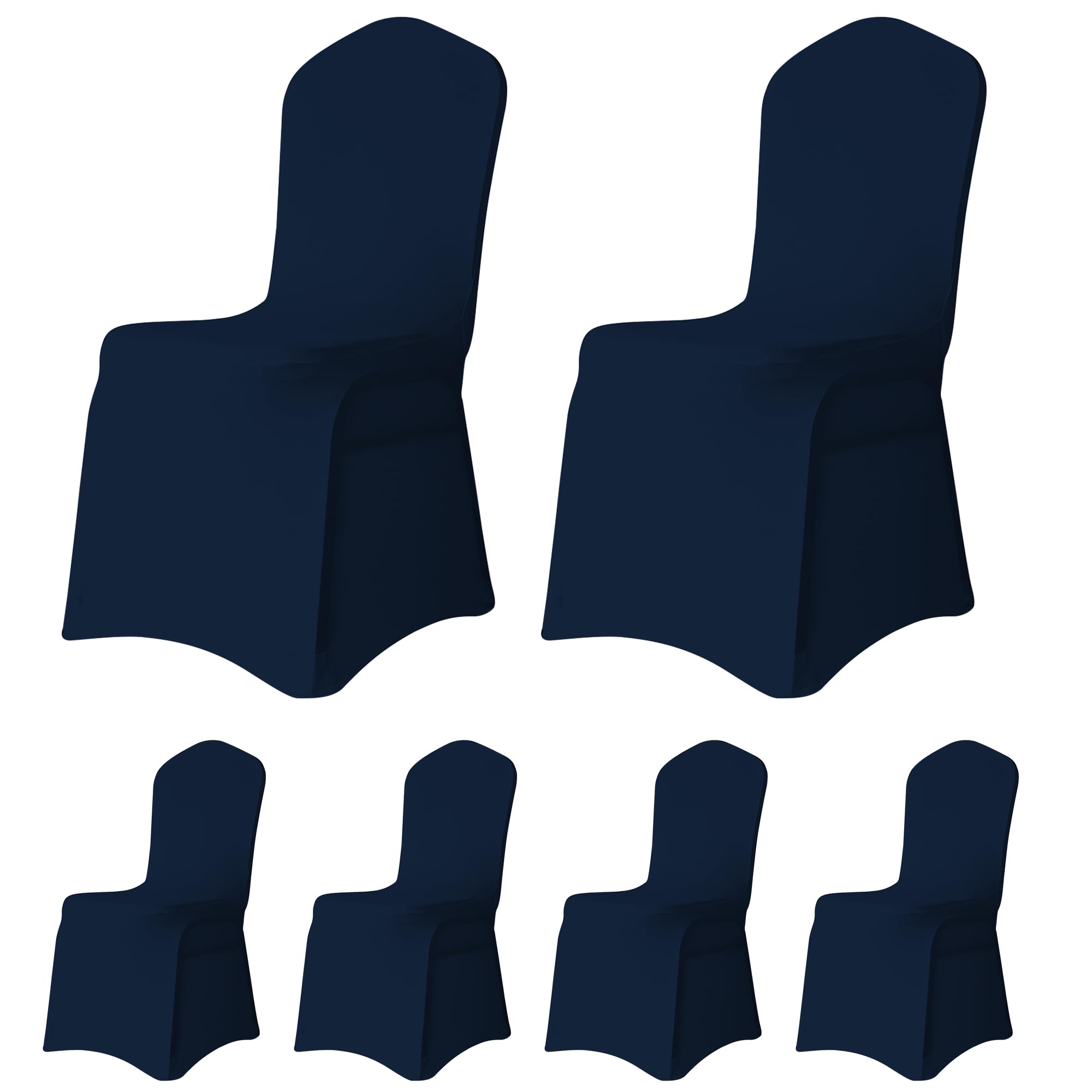 Trimming Shop Wedding Chair Covers Flat Front Design, Navy, Pack of 8