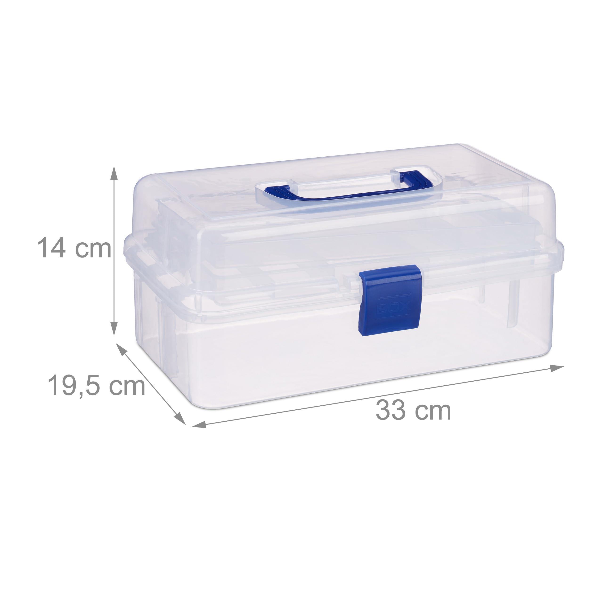 Scatola Organizer Trasparente Relaxdays 9 Scomparti | Portautensili Con Maniglia | 14,5x33x19 Cm - Foto 5