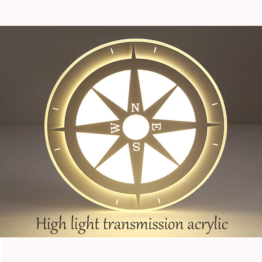 Lampa sufitowa LED z pilotem zdalnego sterowania, możliwość ściemniania, lampa do pokoju dziecięcego, dla chłopców i dziewczynek i pomieszczeń powitania, światło, energia, światło, kompas, pielęgnacja, lampa dla dzieci, metal, lampa sufitowa, 62 cm, 40 W