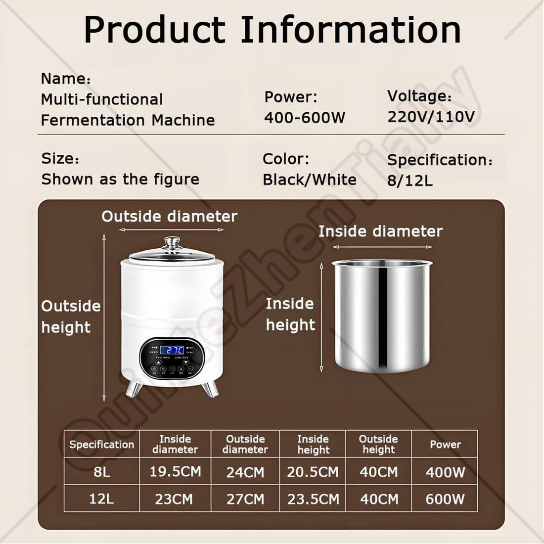 Inteligentna Maszyna Produkcji Jogurtu Regulacją Temperatury 360°,Komercyjne Maszyny Fermentacji Jogurtus,Domowe Elektryczne Urządzenie Fermentacji,do Produkcji Jogurtu Black-12L