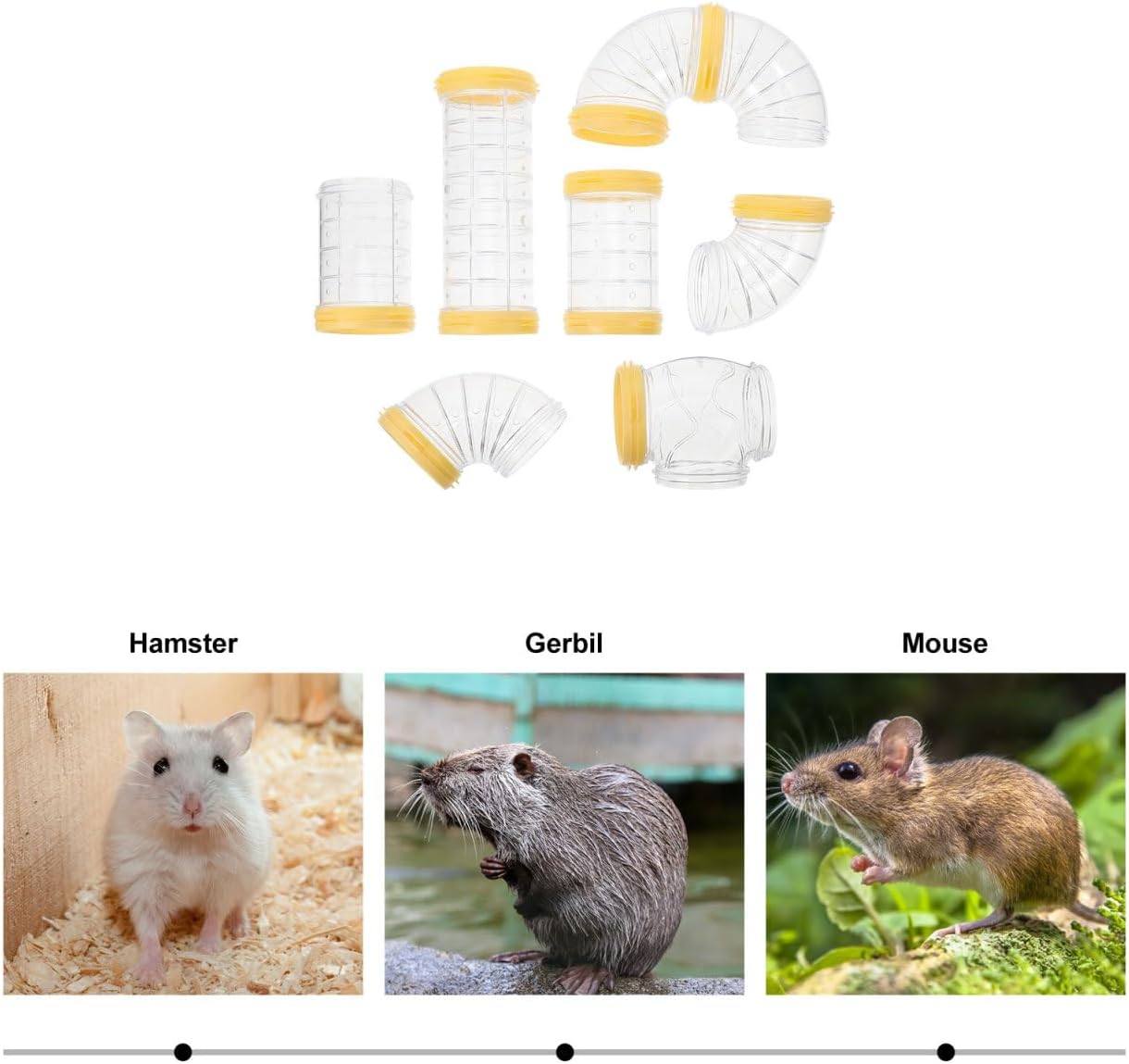 Mipcase Hamster Tubes and Tunnels Kit 2Pcs Transparent DIY Rat Maze Tunnel Expand Cage Playground for Small Animals 6.10X4.72X2.36In