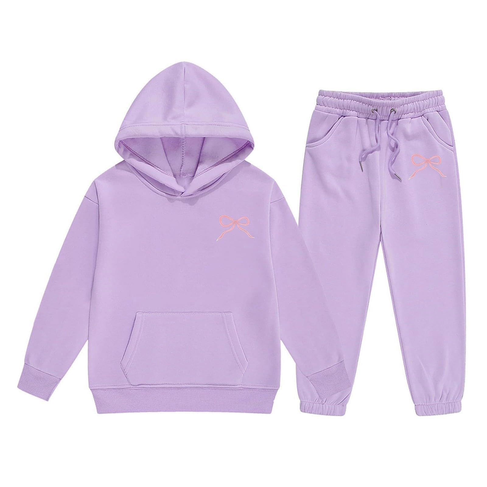 Conjunto de chándal para niñas, sudadera con capucha y pantalones deportivos de 2 piezas