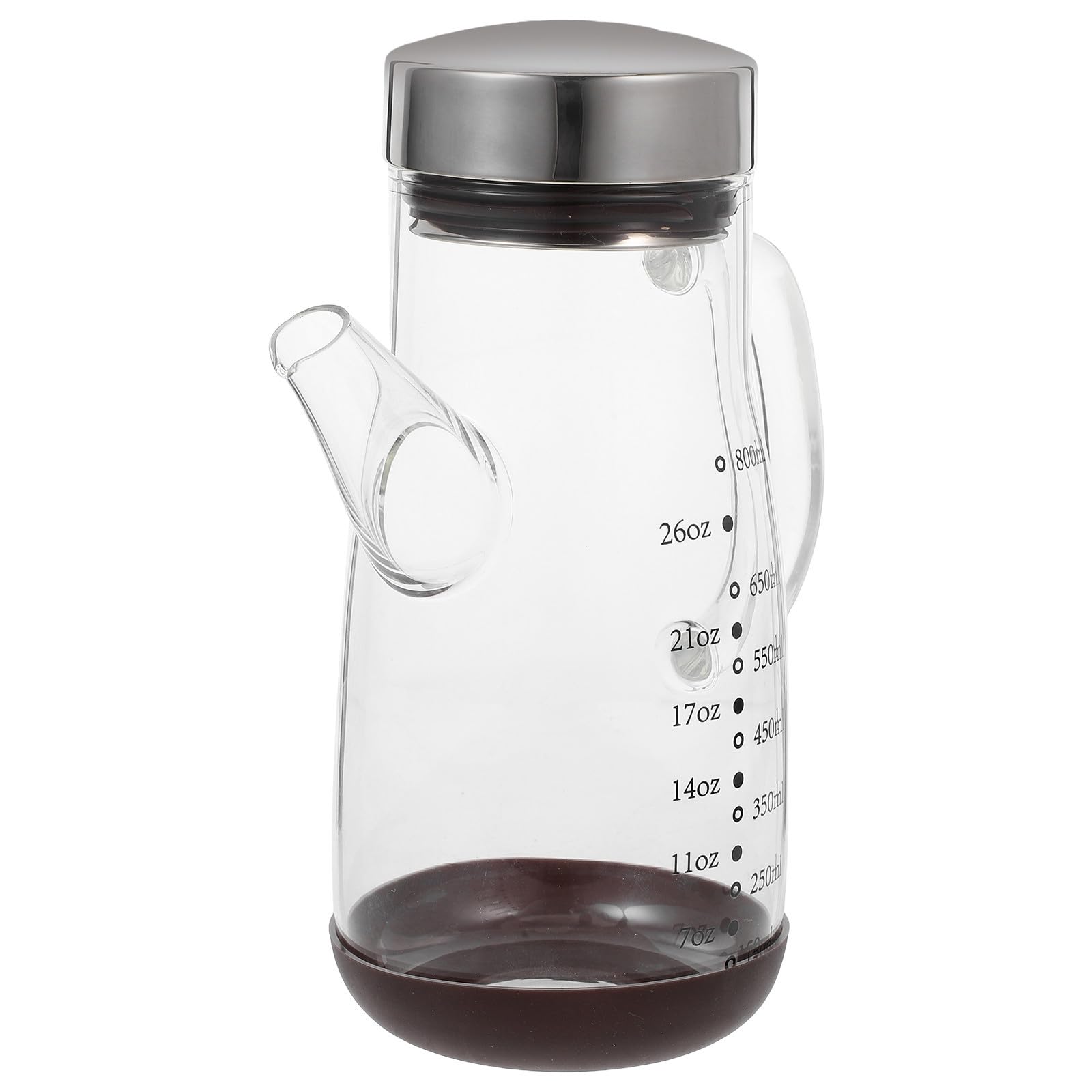Zerodeko Große Kapazität Ölflasche aus Borosilikatglas und Edelstahl mit Rutschfestem Boden Tropffrei und Gasherdgeeignet für Küchen und Essig