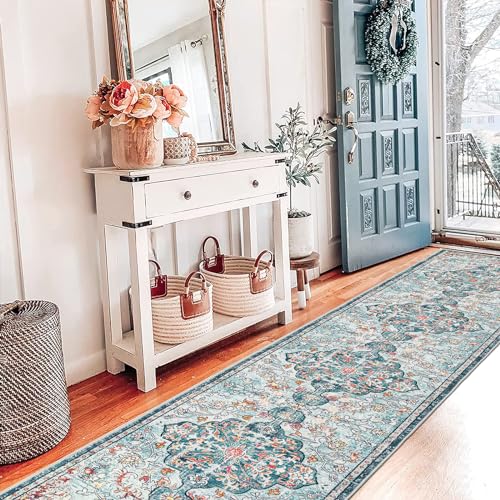 Pauwer Hallway Runner Rug 2'x10', Boho Washable Runner Rugs with Rubber Backing, Non Slip Carpet Runner for Hallways, Farmhouse Rug Runners for Kitchen Laundry Room Entryway Bathroom