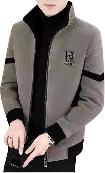 Men's Mink Fur Jacket, Australian Wool, Thick, Wrapped, Cold Protection, Warm, Soft, Texture, Comfortable, Men's Coat, Autumn, Winter, Stand-up Collar, Wool Coat, For The Middle Age, Going Out