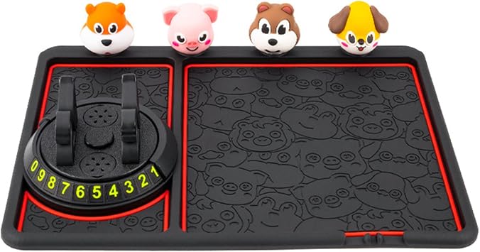 Car Anti-Slip Dashboard Pad Non-Slip Silicone Mat Phone for Key Holder Pads Mat +Air Freshener 360 Degrees Sticky Mats, Black