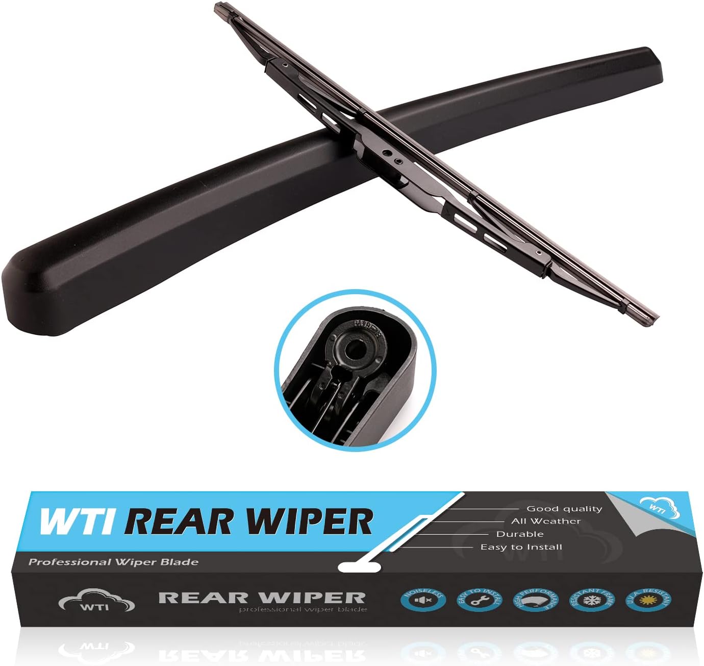 WTI Rear Wiper Arm Blade Set Compatible With Chevrolet Equinox 2010-2017 / Compatible With GMC Terrain 2010-2017 Rear Windshield Window Wiper Kits Assembly New (With Steel Arm Plastic Cover)