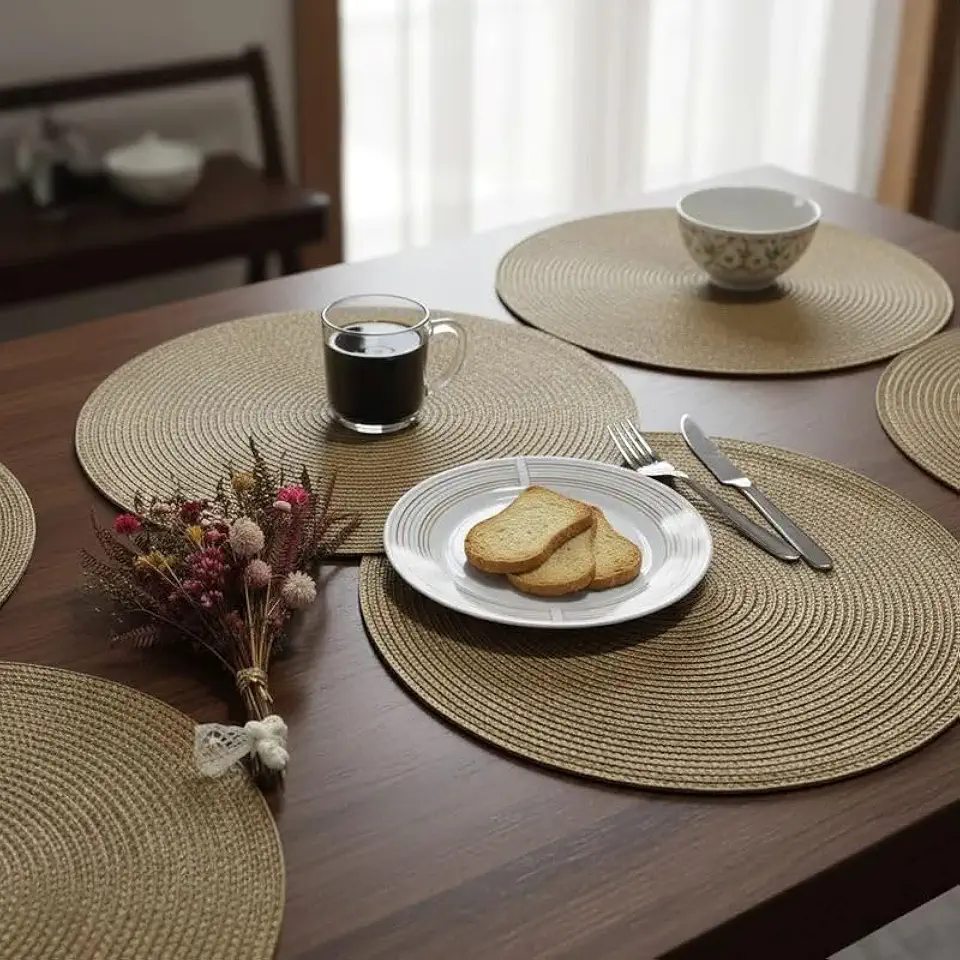 Jogo Americano Redondo Peças Mesa Posta Sousplat Panela Supla descanso De Prato Cozinha Lugar Americano (6)