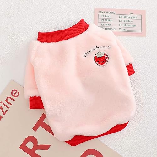 Miniatura 2 de Ropa para cachorros, suéter de invierno cálido, franela de terciopelo para mascotas, gatos, lindo forro polar de frutas, peluche de bichón