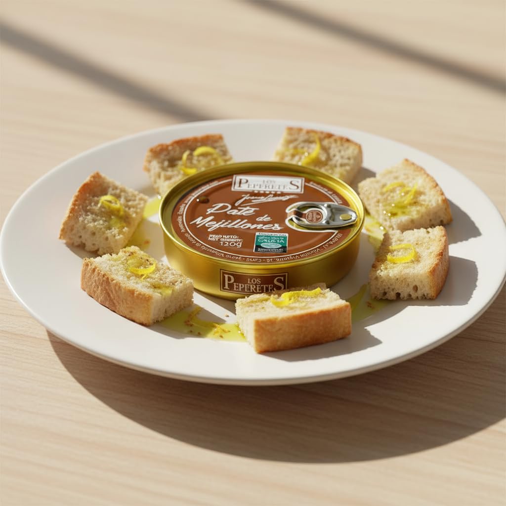 LOS PEPERETES x3 Lata Paté de Mejillones 85 g | Marisco Gourmet Gallego | Pate Artesanal con Mejillones de las Rías Gallegas | Untable Gourmet Natural | Sabor Tradicional de Galicia