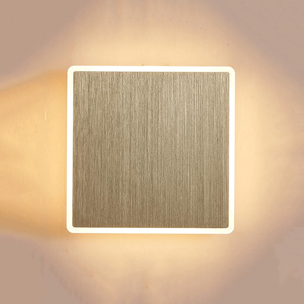 SXWNBIFH wall lamp Modern 12W LED Wall Sconces Indoor LED Wall Light Square Acrylic LED Wall Lamp Minimalists LED Wall Light Sconce for Bedroom Living Room Stairwell Hallway Lounge(Brushed Gold)