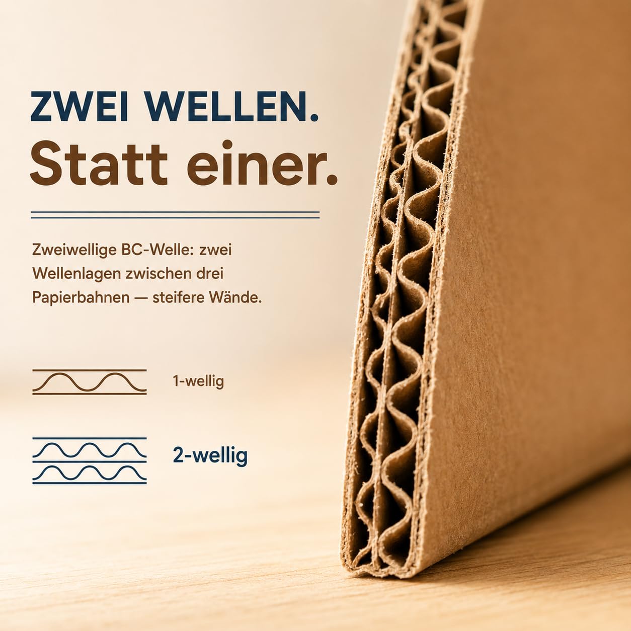 GiDeli Versandkartons Mittel 2-wellig 33x26x13,5 cm Braun 50 Stück - Wellpappe BC-Welle, Faltkarton FEFCO 0201 - Verpackungsmaterial für Warensendung - Onlinehandel - Flach angeliefert
