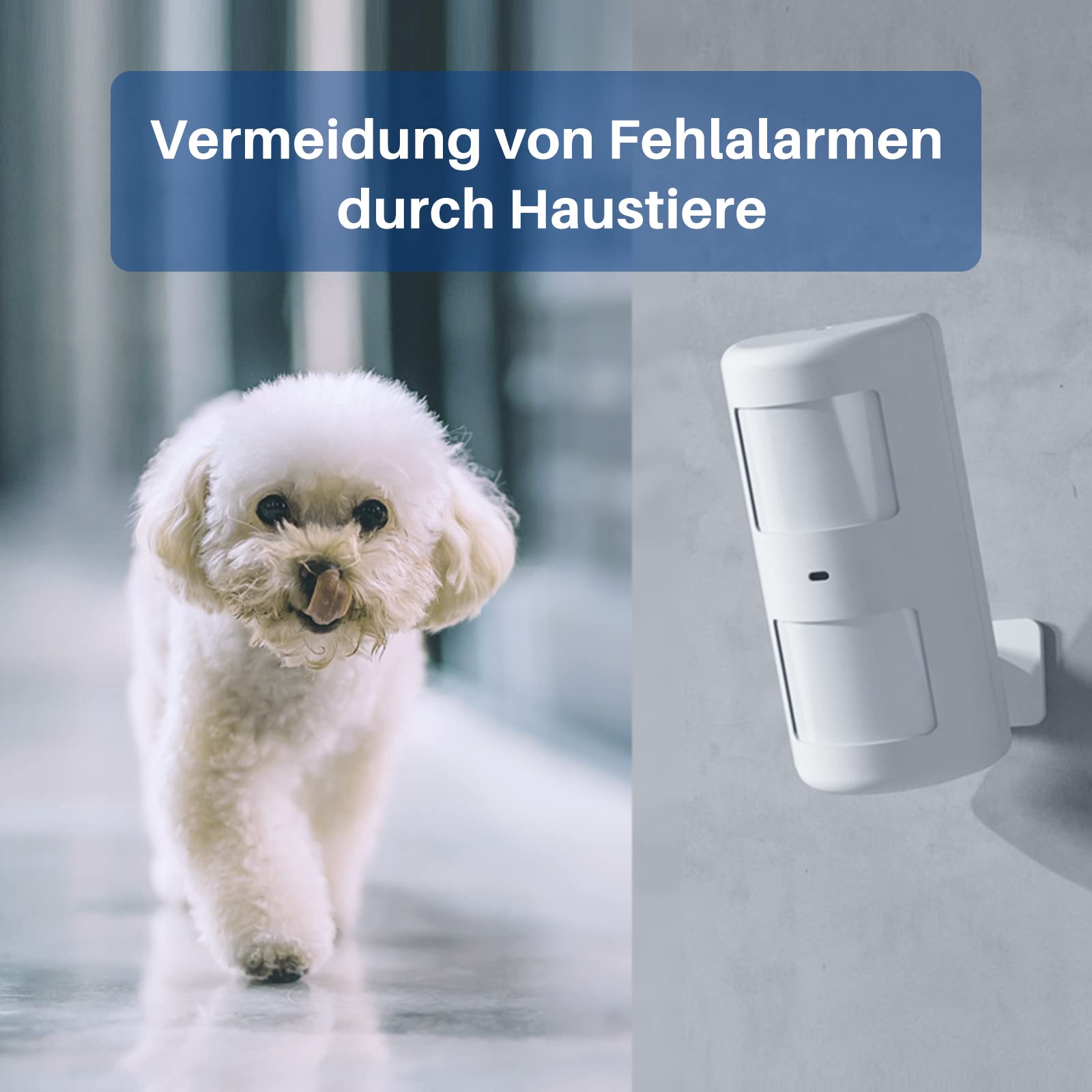 Chuango Pet-Immune PIR - Detector de Movimiento Inalámbrico de Interior Compatible con Mascotas - Sensor de Sistema de Seguridad Antirrobo - Sistema de Alarma gsm - Ángulo de 110° y Alcance de 8m