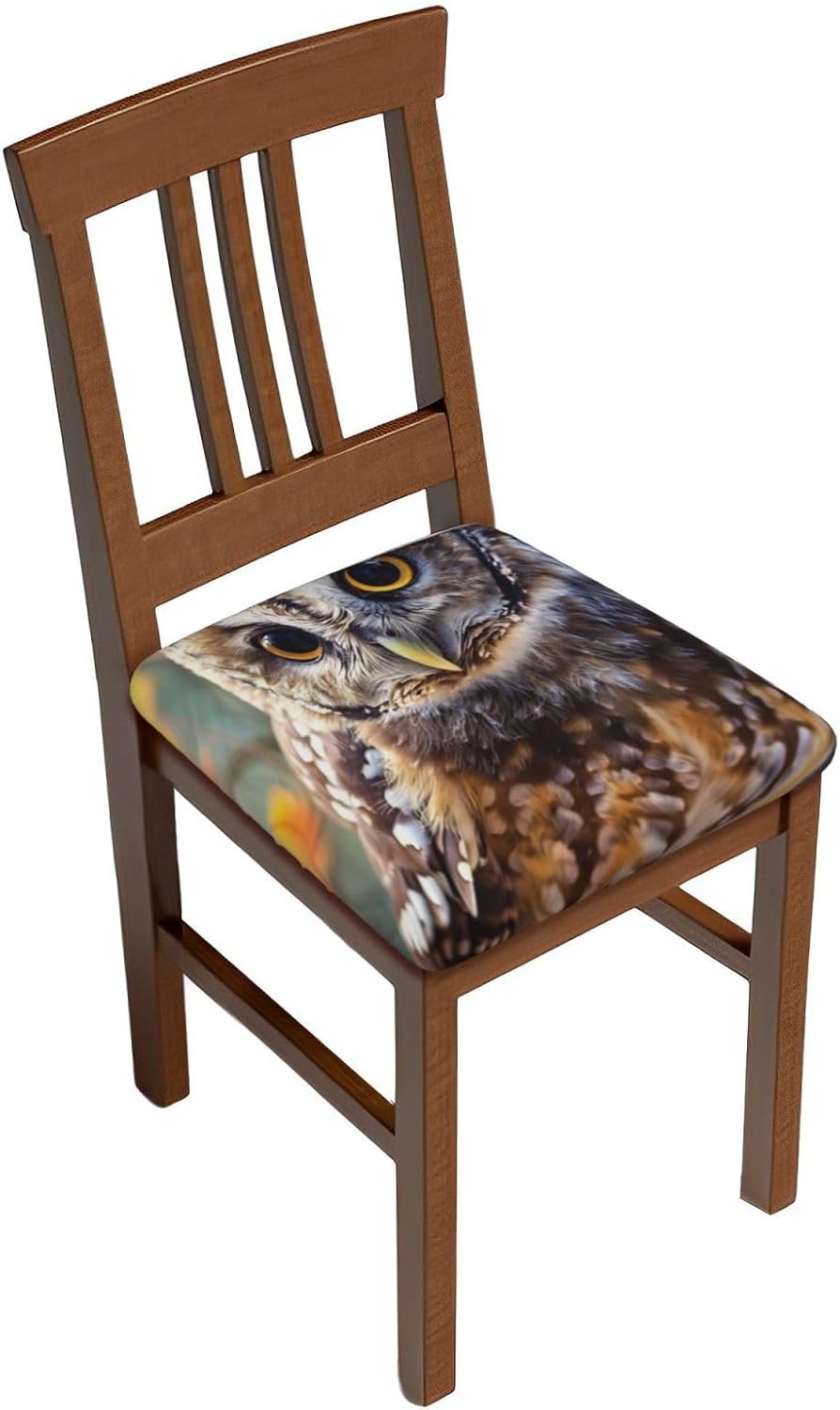 Cute Owl Print Square Cushion Covers 6 Pcs Set Elastic Non-Slip Seat Cushion Slipcovers Pet Furniture Protectors for Chair, Sofa