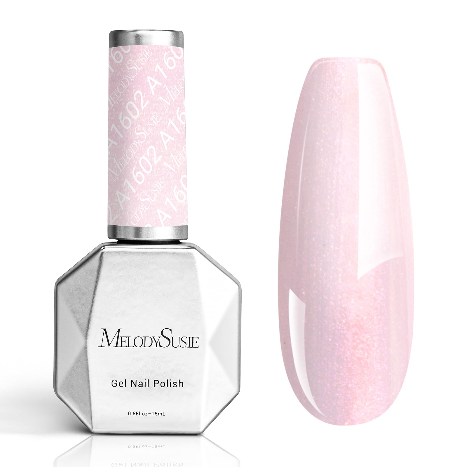 MelodySusie Shimmer Pearl Pink Gel Nail Polish, 0.5fl oz Soak Off UV LED Thread Effect Swirl Shell Pink Gel Polish Gift for Women Nail Art Manicure Salon DIY Nail Design Decoration at Home-A1602