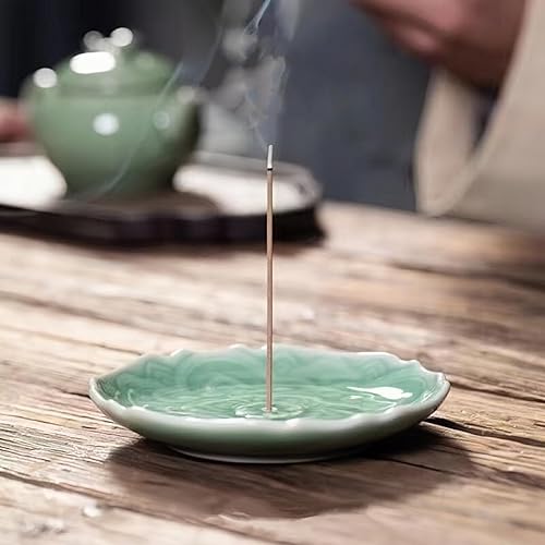 Miniatura 3 de Tingyework Soporte de incienso de porcelana para palos, 4.72 pulgadas, único quemador de incienso de ciervo Sika en relieve para medicación, yoga,