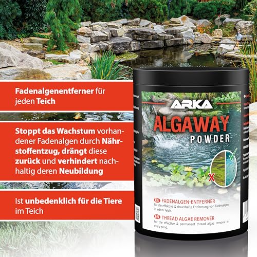Fadenalgen-Entferner für Teiche – ARKA Pond Algaway Powder 250 g – reduziert Fadenalgen & unterstützt klares Wasser – vorbeugende Wirkung bei regelmäßigem Einsatz – für den Gartenteich