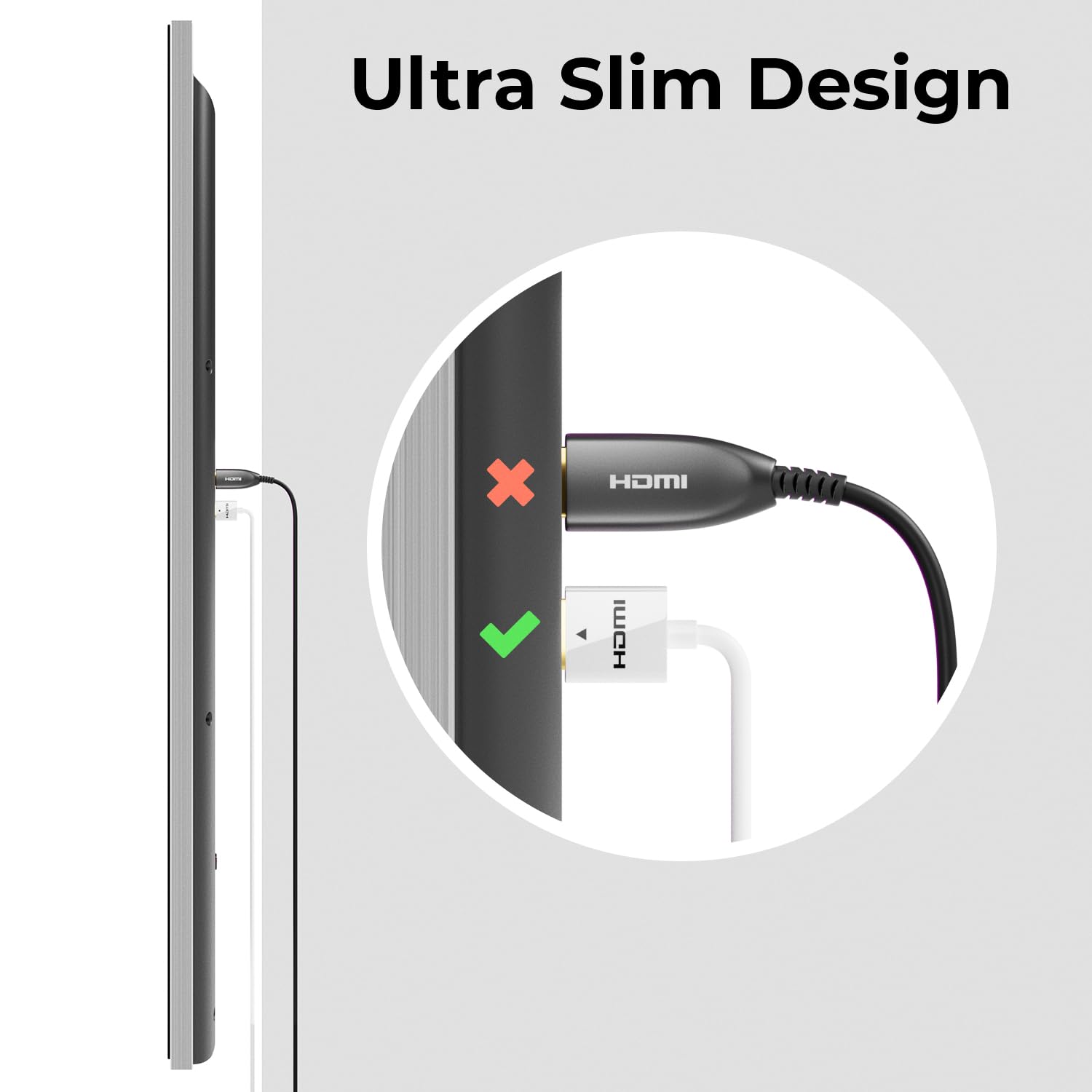 deleyCON 1,5m Cavo HDMI Slim (Cavo HDMI Piccolo e Flessibile) 4K Cavo HDMI 2.0 1080P 2160P UHD ARC HDR 3D per TV, Monitor, Proiettore, Laptop, Notebook, PC, Computer, PS4, PS5, Xbox - Bianco