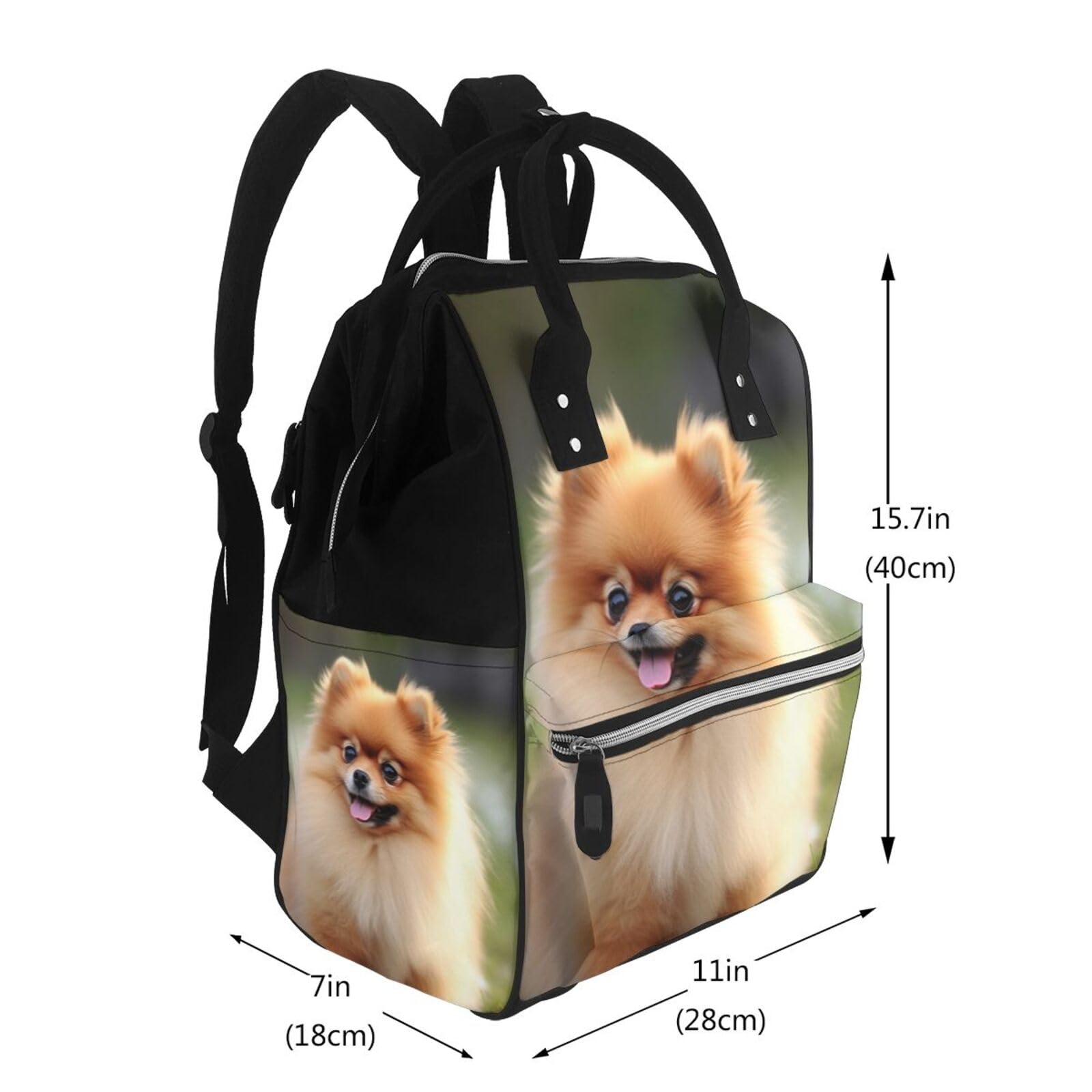 Sac à langer multifonction pour chien de Poméranie Sac à dos à langer Sac à dos imperméable grande capacité Sac de voyage pour bébé avec matelas à langer, porte-tétine