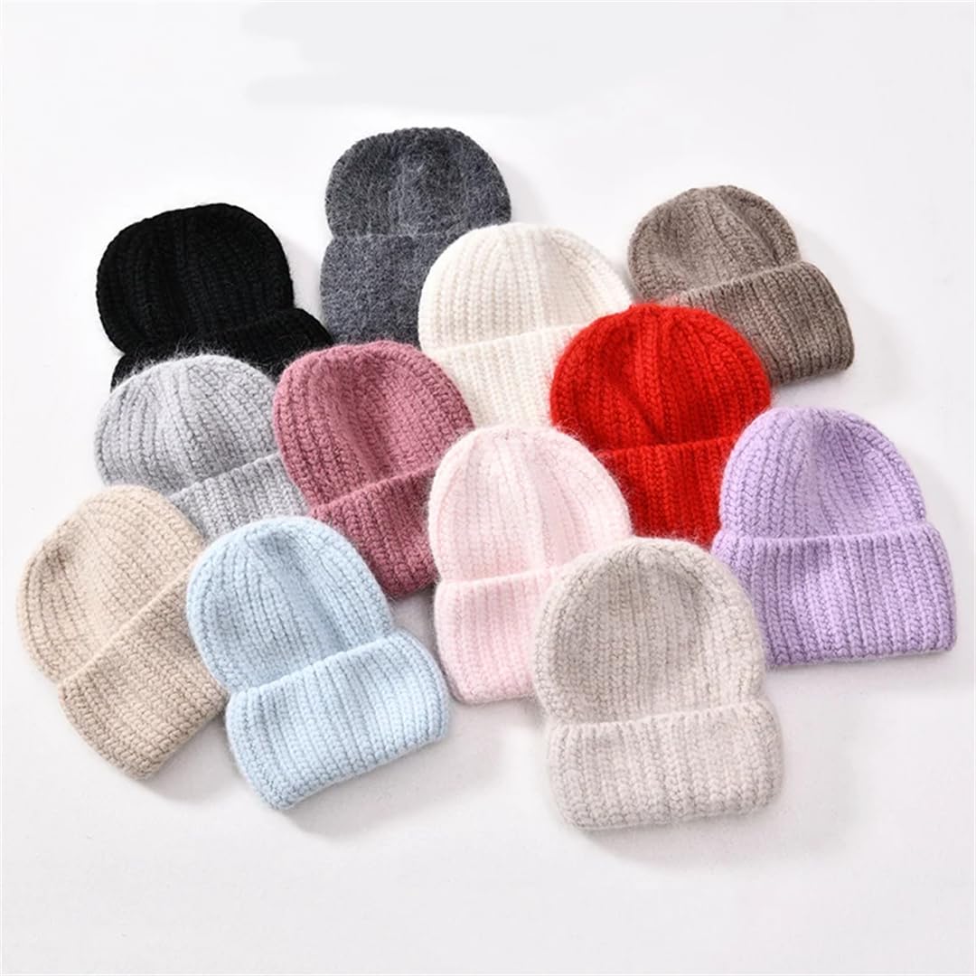 Wvapzxx Femmes Hiver Chapeaux Extensible Décontracté Femmes Bonnet Couleur Unie Chapeaux Pour Filles Baggy Longs Chapeaux Côtelé Cachemire Tricoté Sans Bride Bonnet
