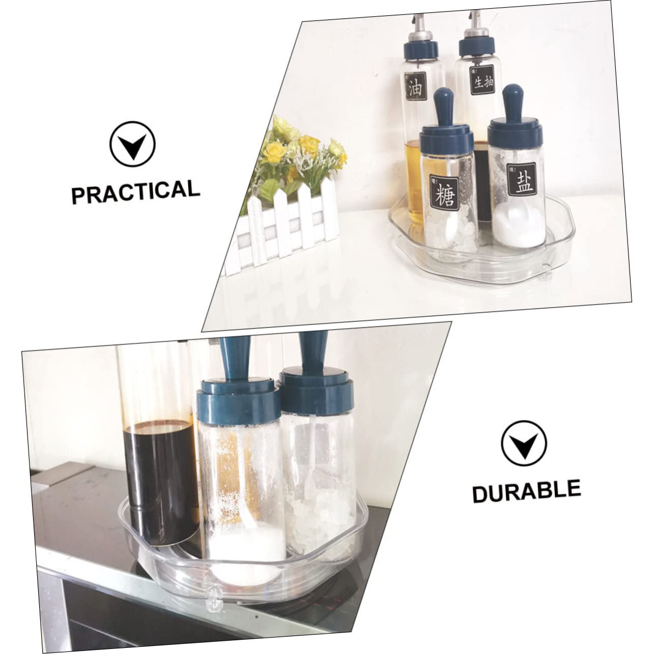 IMIKEYA 2pezzi Vassoi Girevoli Per Spezie Trasparenti Organizer Per Cucina Armadio e Frigorifero Stoccaggio Rotativo Per Condimenti Facile Accesso e Massimizzazione Dello Spazio