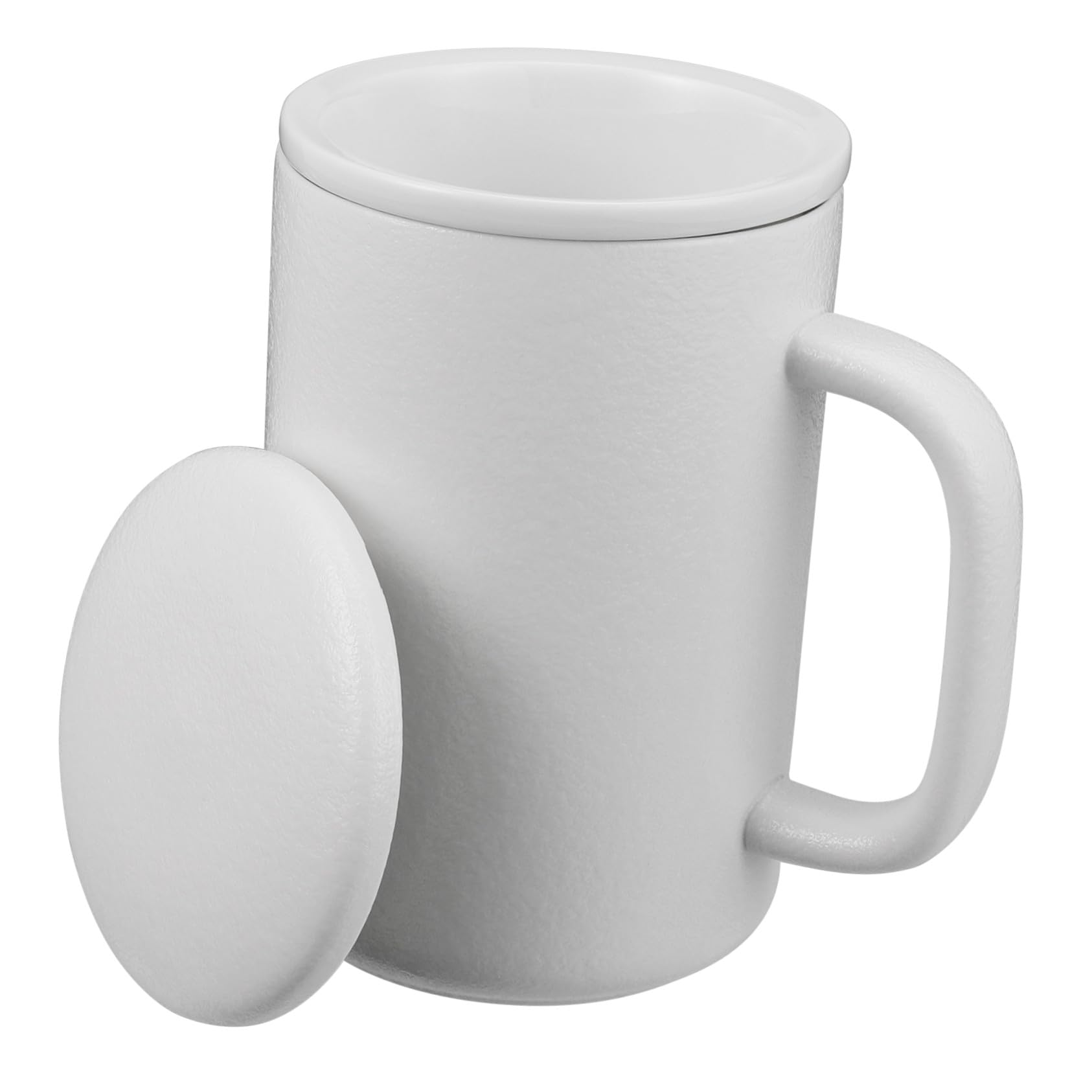 Keramiktasse 400ml mit Deckel und Teesieb, Weiß, Schlicht