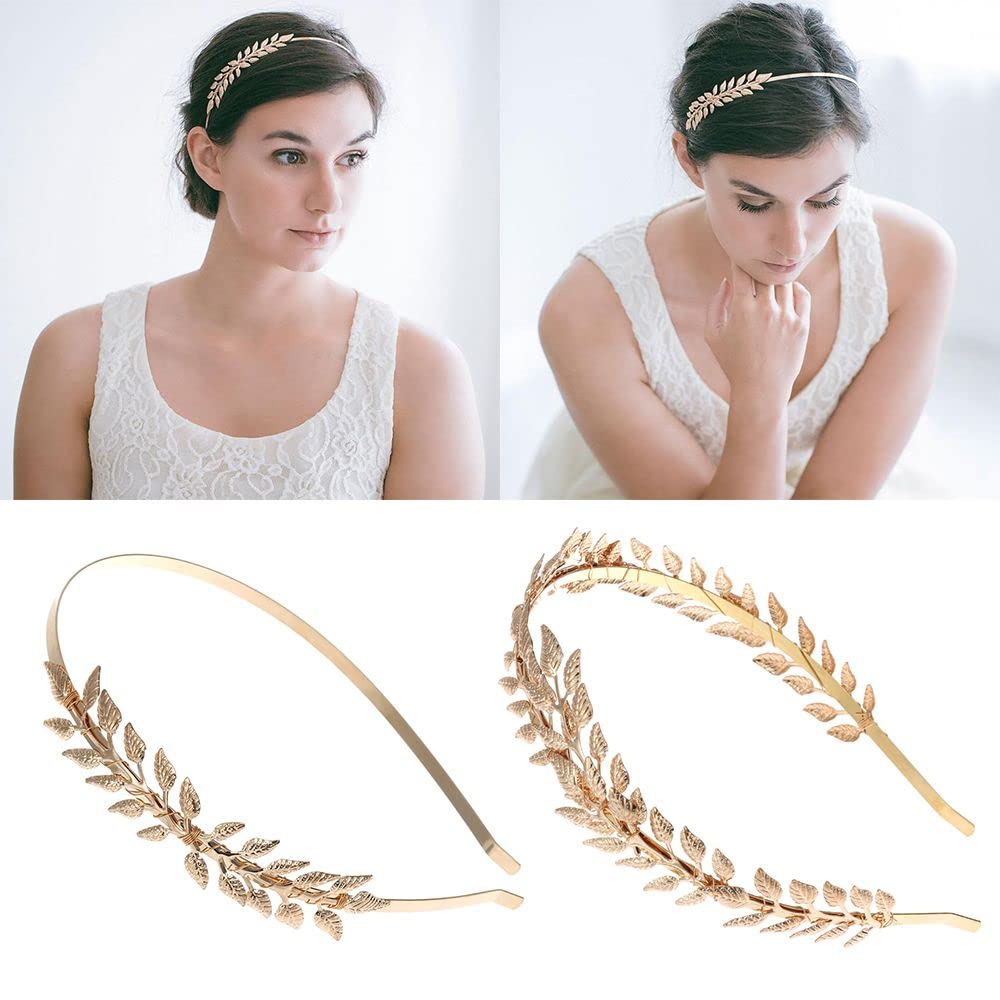 Vintage Alloy Hairbands Golden Leaf Hair Accessories Elegant Wedding Headbands for Women - Image 2