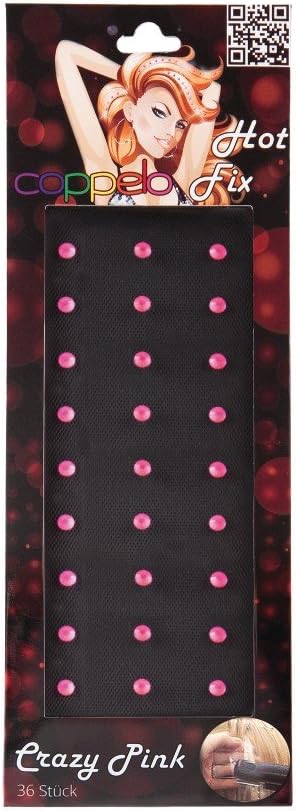 Coppelo Hot Fix Gemstones 36-Pieces, Crazy Pink
