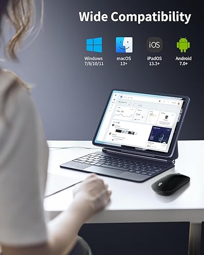 Miniatura 7 de Ratón inalámbrico USB, 2.4G silencioso y delgado mouse de computadora con desplazamiento de metal, 1600 ppp y duración de la batería de 24 meses,