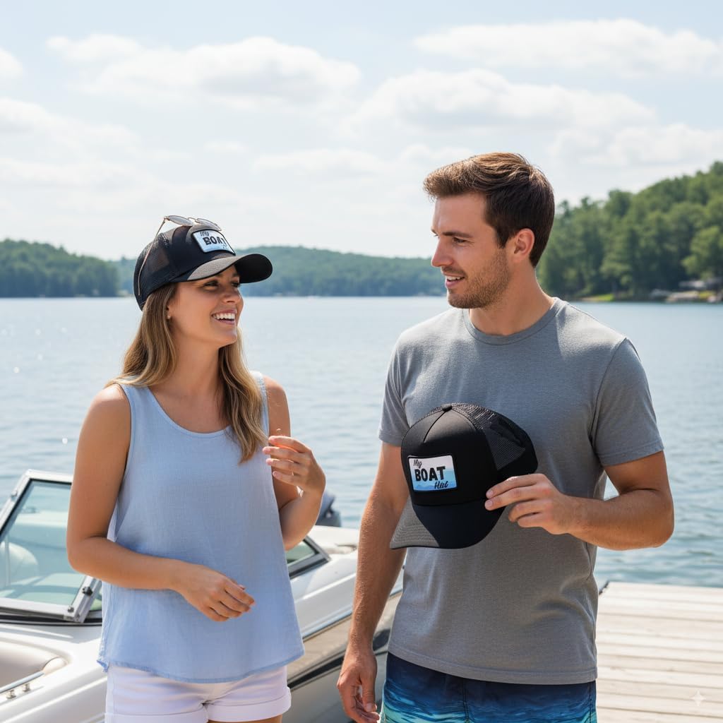 My Boat Hat - Modern Boat Captain Trucker Hat for River, Lake, & Ocean Boaters | Perfect Boating Accessory for Men or Women